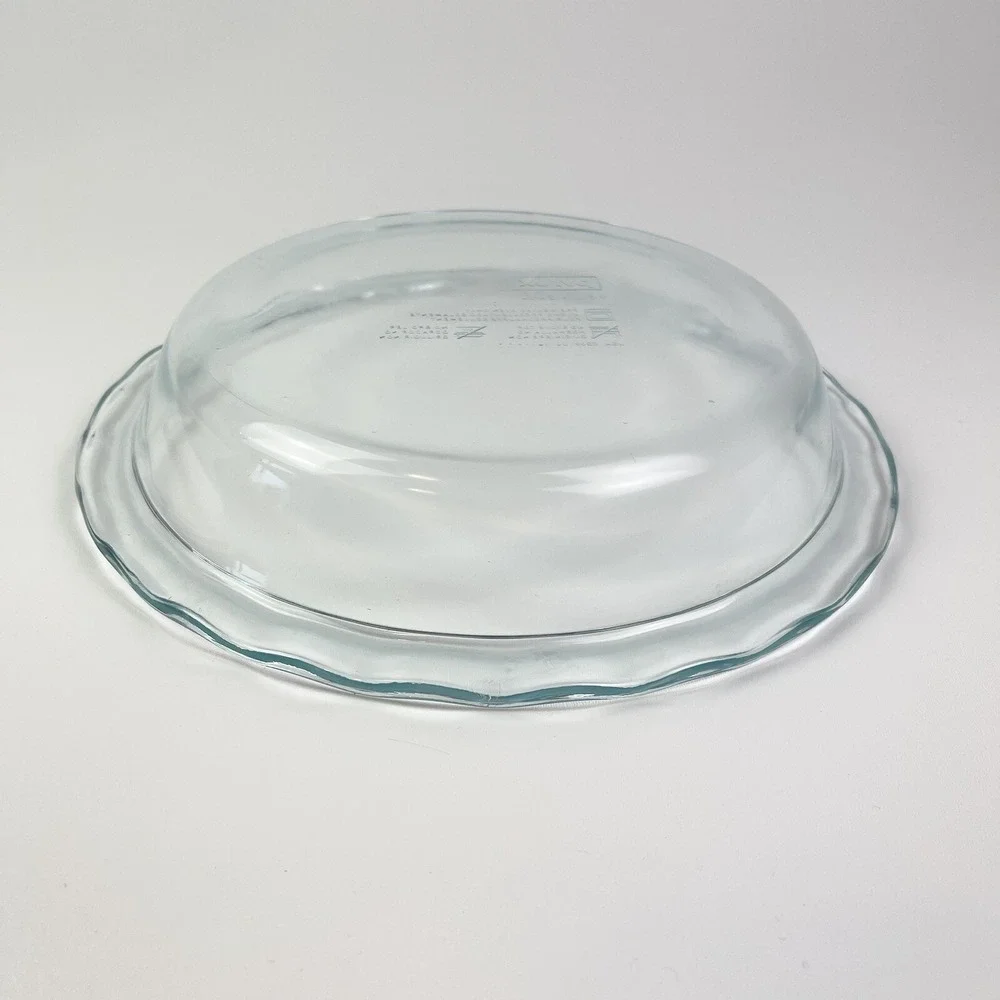Pyrex Easy Grab Glass Pie Pan Plate Flat Fluted Dish Vintage 9.5